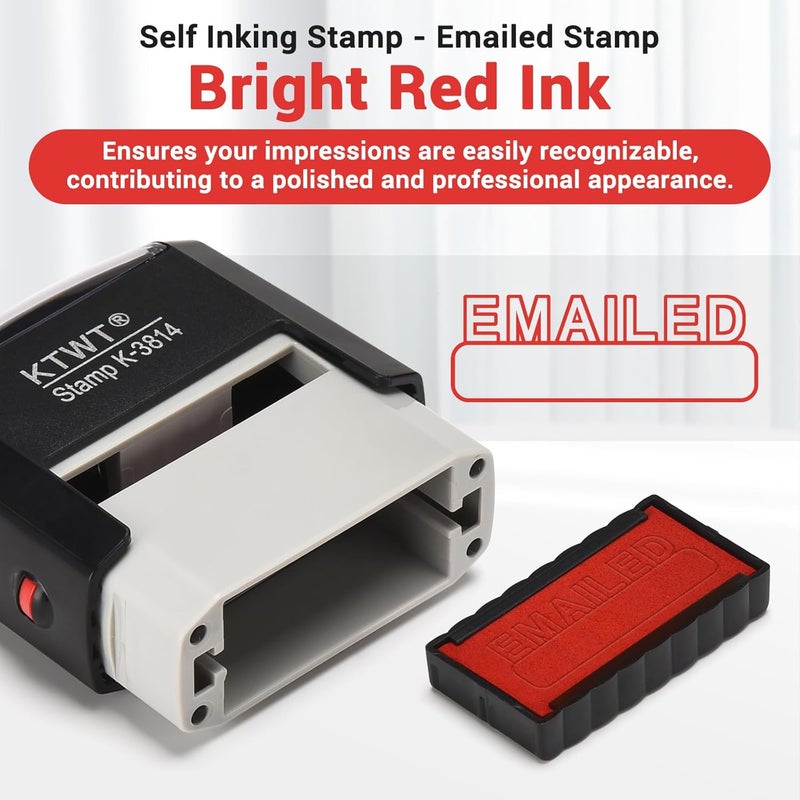 KTWT Emailed Self Inking Stamp, Refillable Stampers for Office - Business, Accounting, Bookkeeping, Coding, Legal, Notary, Work, Ordering, Inventory Stamps - Red Ink - Image 2